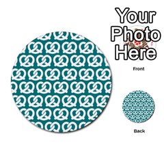 Teal Pretzel Illustrations Pattern Multi-purpose Cards (Round) 