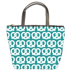 Teal Pretzel Illustrations Pattern Bucket Bags