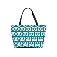 Teal Pretzel Illustrations Pattern Shoulder Handbags