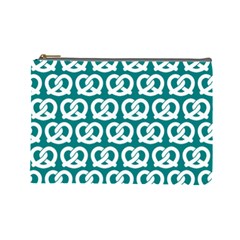 Teal Pretzel Illustrations Pattern Cosmetic Bag (Large) 