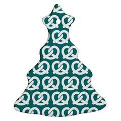 Teal Pretzel Illustrations Pattern Christmas Tree Ornament (2 Sides)