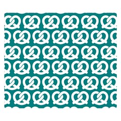 Teal Pretzel Illustrations Pattern Double Sided Flano Blanket (Small) 