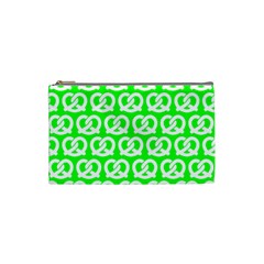 Neon Green Pretzel Illustrations Pattern Cosmetic Bag (small)  by GardenOfOphir