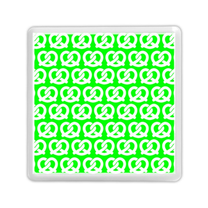 Neon Green Pretzel Illustrations Pattern Memory Card Reader (Square) 