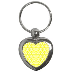 Yellow Pretzel Illustrations Pattern Key Chains (heart)  by GardenOfOphir