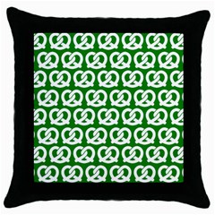 Green Pretzel Illustrations Pattern Throw Pillow Cases (black) by GardenOfOphir