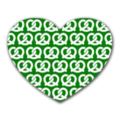 Green Pretzel Illustrations Pattern Heart Mousepads