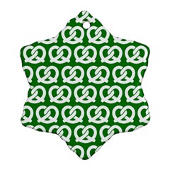 Green Pretzel Illustrations Pattern Snowflake Ornament (2-side) by GardenOfOphir