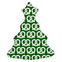 Green Pretzel Illustrations Pattern Christmas Tree Ornament (2 Sides) by GardenOfOphir