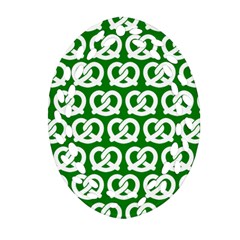 Green Pretzel Illustrations Pattern Oval Filigree Ornament (2-side) 