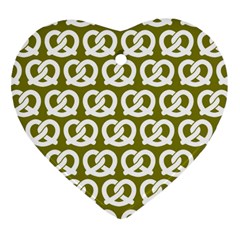 Olive Pretzel Illustrations Pattern Ornament (heart)  by GardenOfOphir