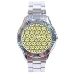 Olive Pretzel Illustrations Pattern Stainless Steel Men s Watch Front