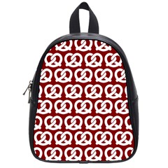 Red Pretzel Illustrations Pattern School Bags (small)  by GardenOfOphir