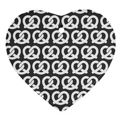 Gray Pretzel Illustrations Pattern Ornament (heart)  by GardenOfOphir