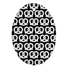 Black And White Pretzel Illustrations Pattern Ornament (oval)  by GardenOfOphir