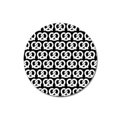 Black And White Pretzel Illustrations Pattern Magnet 3  (round) by GardenOfOphir