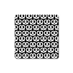 Black And White Pretzel Illustrations Pattern Square Magnet by GardenOfOphir