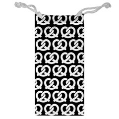 Black And White Pretzel Illustrations Pattern Jewelry Bags by GardenOfOphir