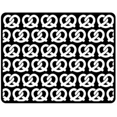 Black And White Pretzel Illustrations Pattern Fleece Blanket (medium)  by GardenOfOphir