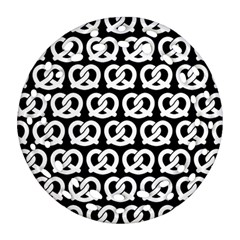 Black And White Pretzel Illustrations Pattern Round Filigree Ornament (2side) by GardenOfOphir