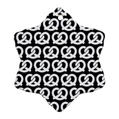 Black And White Pretzel Illustrations Pattern Snowflake Ornament (2-side) by GardenOfOphir