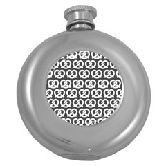 Gray Pretzel Illustrations Pattern Round Hip Flask (5 Oz) by GardenOfOphir