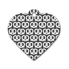 Gray Pretzel Illustrations Pattern Dog Tag Heart (one Side) by GardenOfOphir