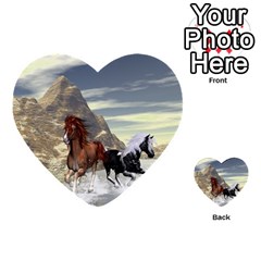 Beautiful Horses Running In A River Multi-purpose Cards (heart)  by FantasyWorld7