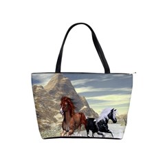 Beautiful Horses Running In A River Shoulder Handbags by FantasyWorld7