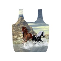 Beautiful Horses Running In A River Full Print Recycle Bags (s)  by FantasyWorld7