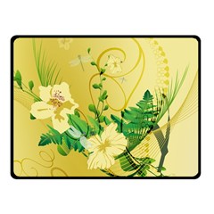 Wonderful Soft Yellow Flowers With Leaves Fleece Blanket (small) by FantasyWorld7