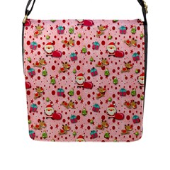 Red Christmas Pattern Flap Messenger Bag (l)  by KirstenStar