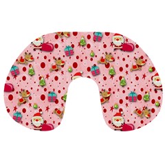 Red Christmas Pattern Travel Neck Pillows by KirstenStar