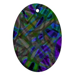 Colorful Abstract Stained Glass G301 Oval Ornament (two Sides) by MedusArt