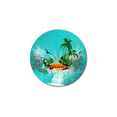 Surfboard With Palm And Flowers Golf Ball Marker (10 Pack) by FantasyWorld7