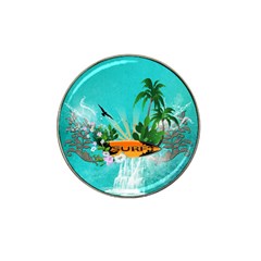 Surfboard With Palm And Flowers Hat Clip Ball Marker (4 pack)