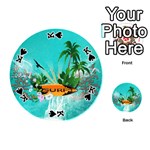 Surfboard With Palm And Flowers Playing Cards 54 (Round)  Front - SpadeK