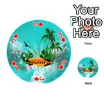 Surfboard With Palm And Flowers Playing Cards 54 (Round)  Front - DiamondJ