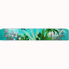 Surfboard With Palm And Flowers Small Bar Mats