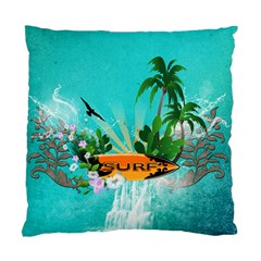 Surfboard With Palm And Flowers Standard Cushion Cases (Two Sides) 