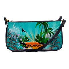 Surfboard With Palm And Flowers Shoulder Clutch Bags by FantasyWorld7