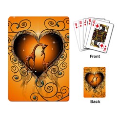 Funny Cute Giraffe With Your Child In A Heart Playing Card by FantasyWorld7