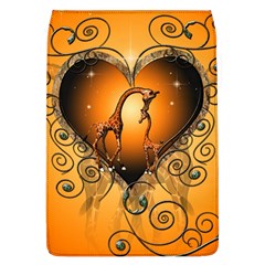 Funny Cute Giraffe With Your Child In A Heart Flap Covers (l)  by FantasyWorld7