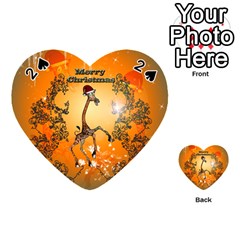 Funny, Cute Christmas Giraffe Playing Cards 54 (heart)  by FantasyWorld7