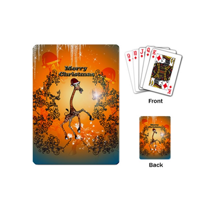 Funny, Cute Christmas Giraffe Playing Cards (Mini) 