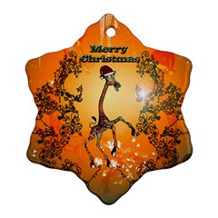 Funny, Cute Christmas Giraffe Snowflake Ornament (2-side) by FantasyWorld7