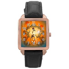 Funny, Cute Christmas Giraffe Rose Gold Watches by FantasyWorld7
