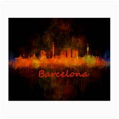 Barcelona City Dark Watercolor Skyline Small Glasses Cloth