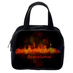 Barcelona City Dark Watercolor Skyline Classic Handbags (one Side)