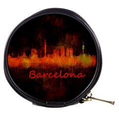 Barcelona City Dark Watercolor Skyline Mini Makeup Bags